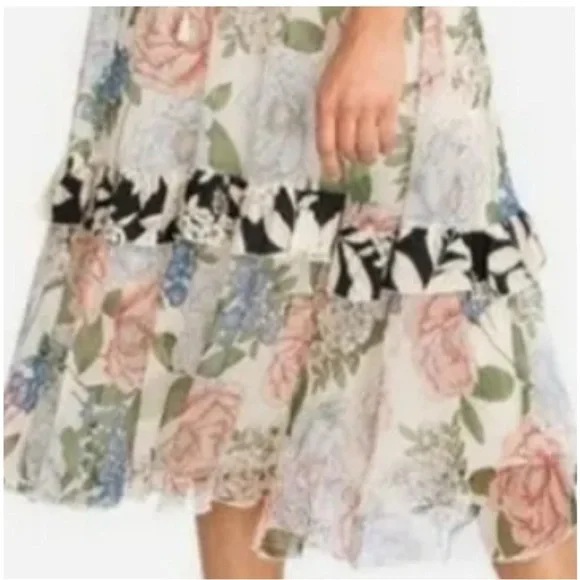 Johnny Was Jade Marion Silk Floral-Print Midi Dress NWT RARE